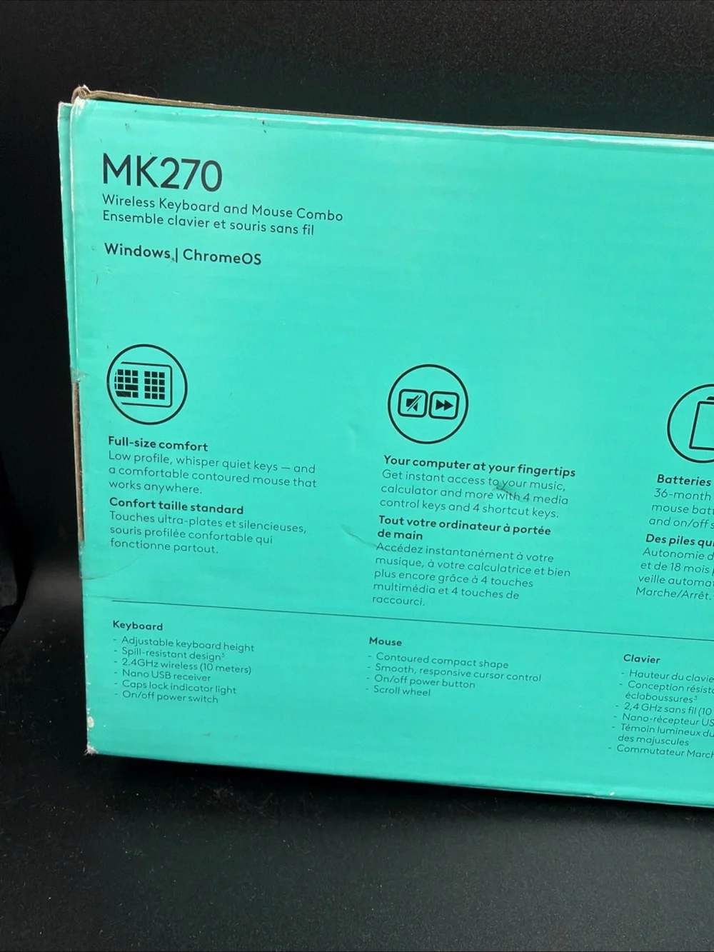 Logitech MK270 Full-size Wireless 2.4G Membrane Keyboard / Mouse Bundle PC/MAC